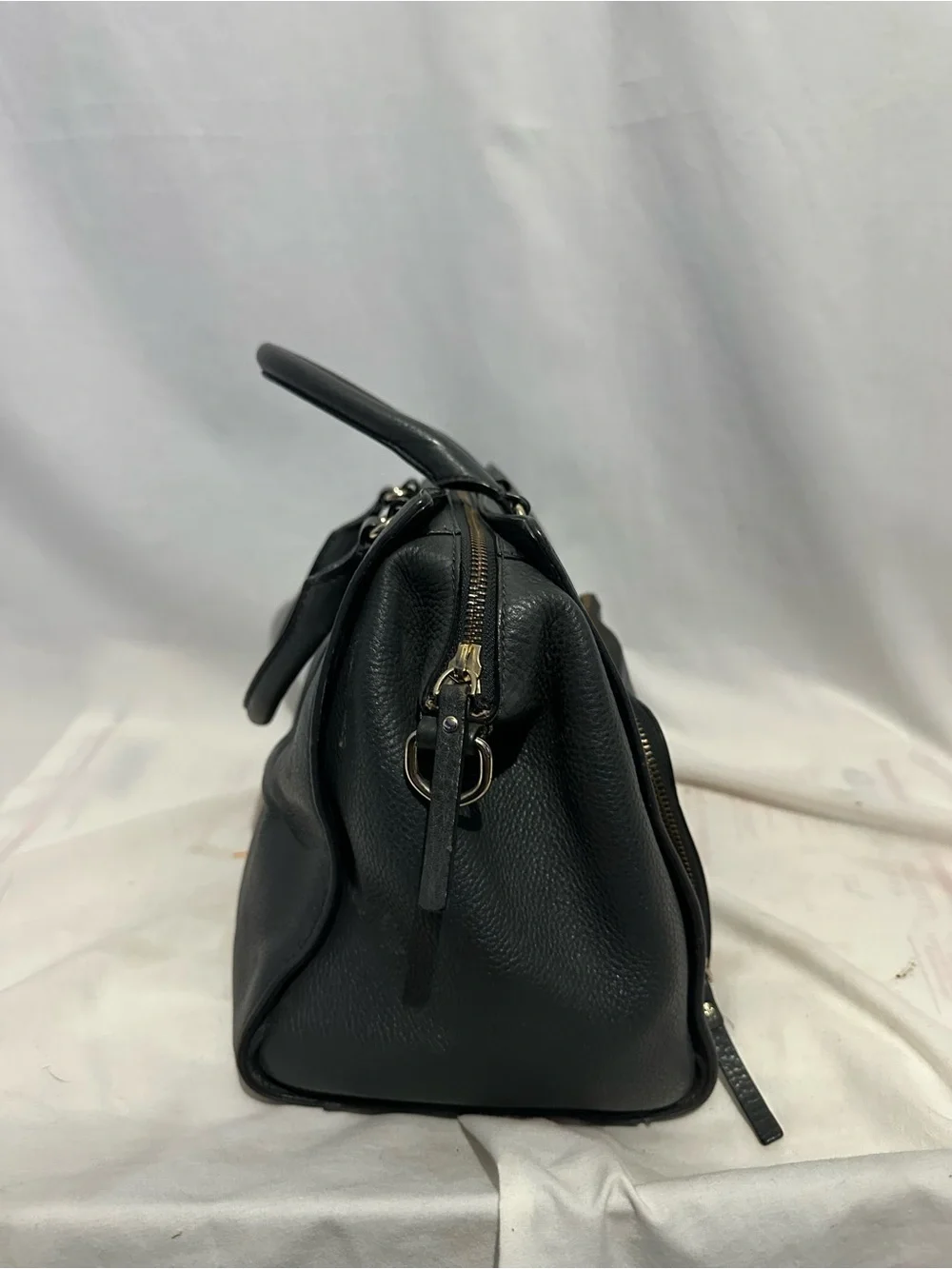Kate Spade NY Baxter Street Marian Satchel | Asphalt Gray Pebbled Leather